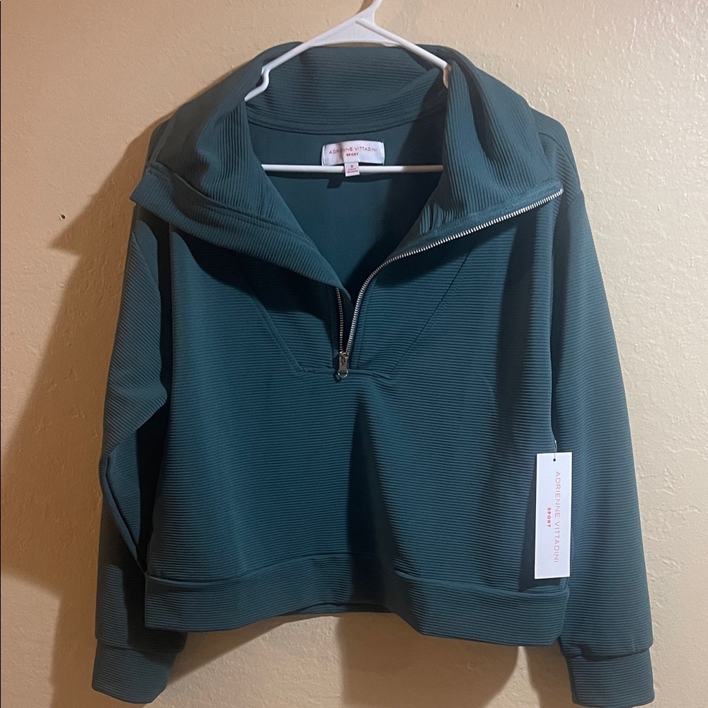 Adrienne Vittadini Deep Green Half-Zip Sweater